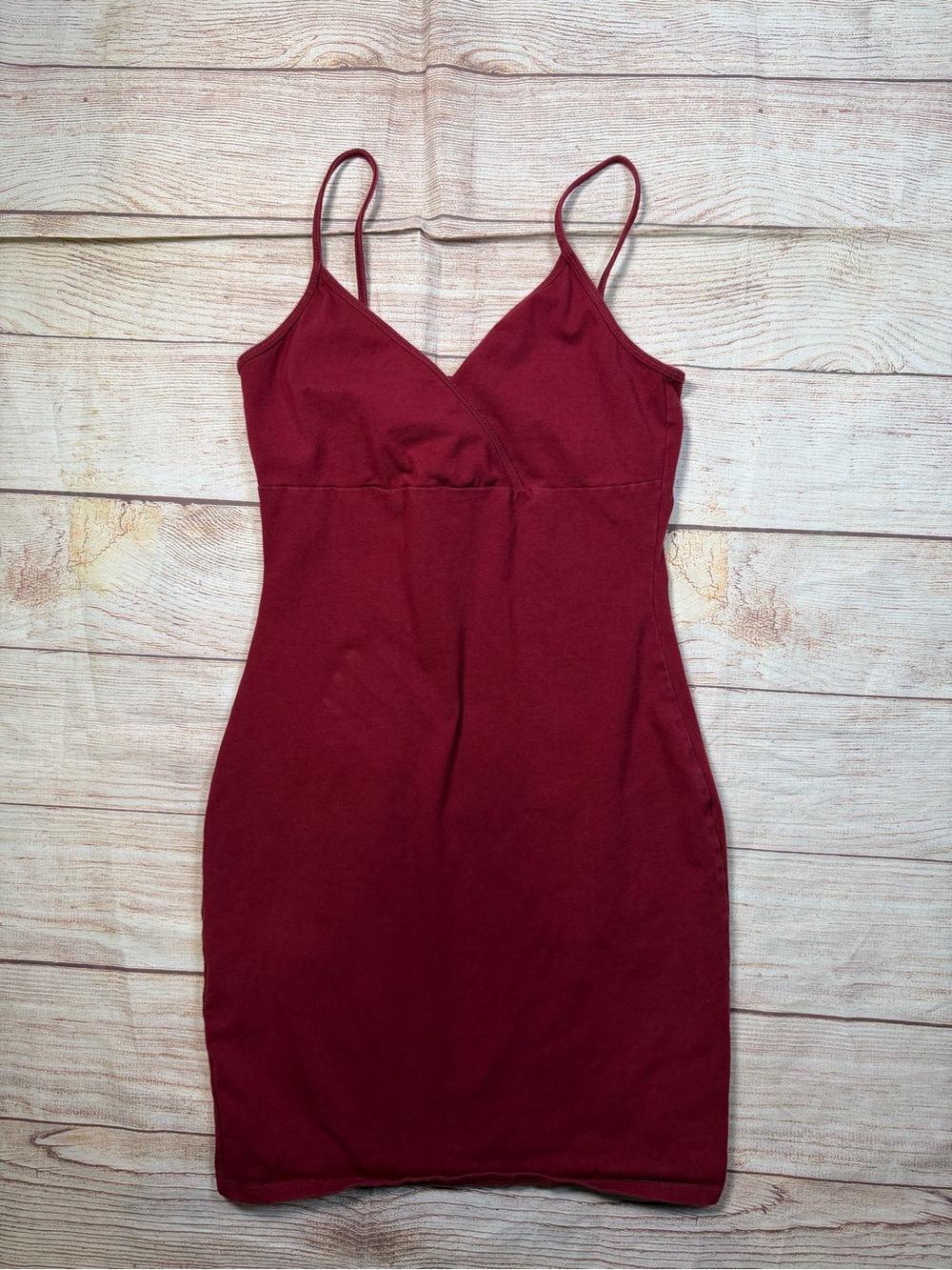 Babydoll Bodycon Mini Sun Dress - Deep Wine Red